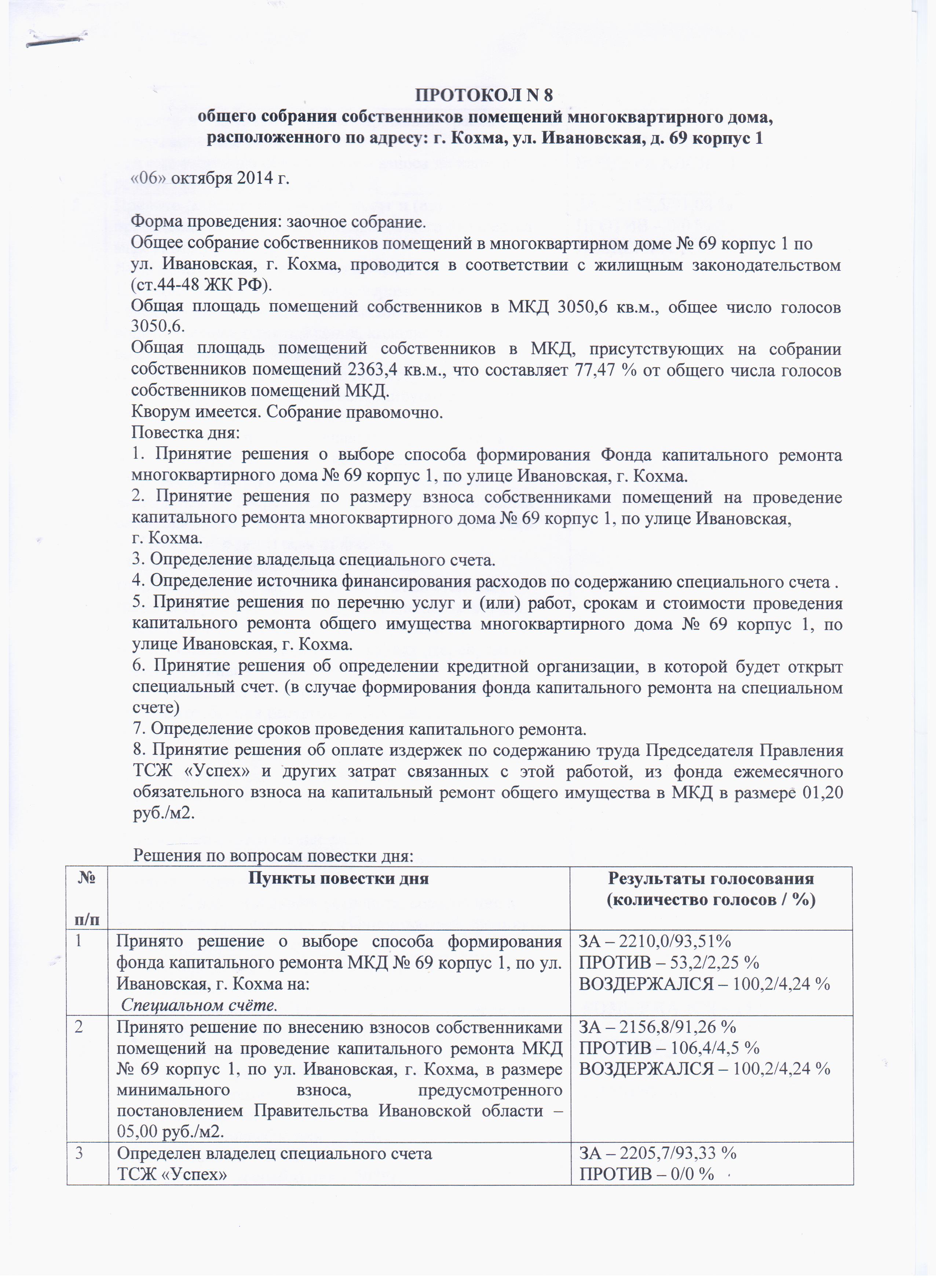 Образец протокола общего собрания собственников мкд по капремонту